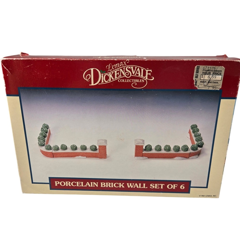 Vintage 1992 Lemax Dickensvale Porcelain Brick Wall Set of 6 Christmas Village‎